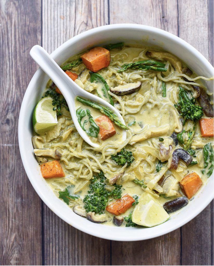 Vegan Thai Green Curry Buckwheat Noodle Bowl