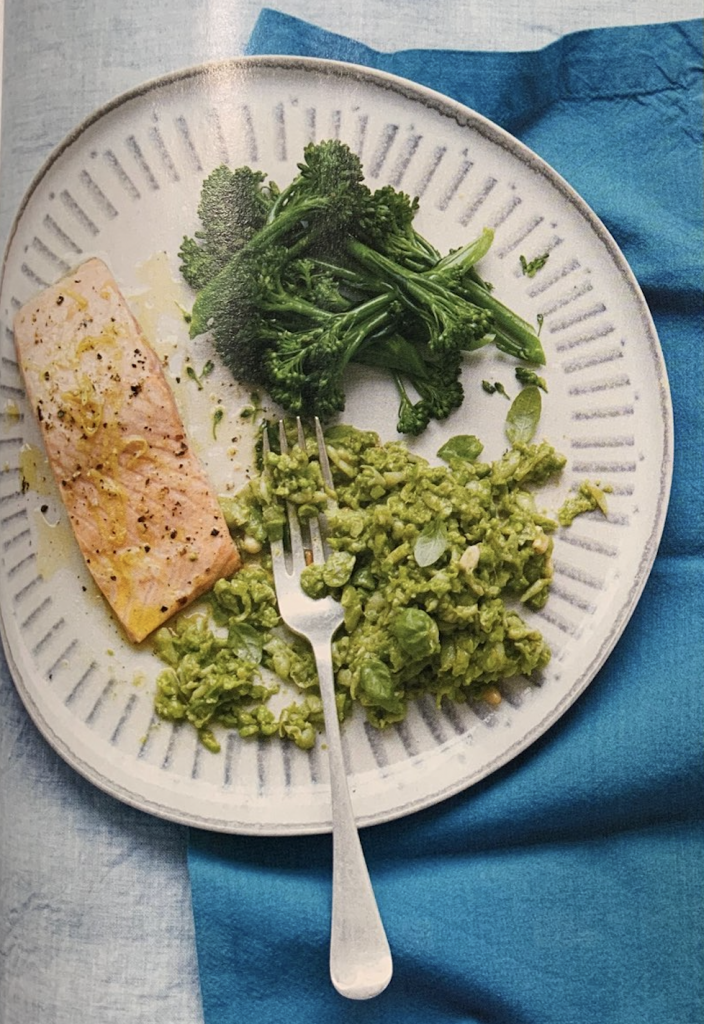 Grilled Salmon With Mashed Beans And Pesto