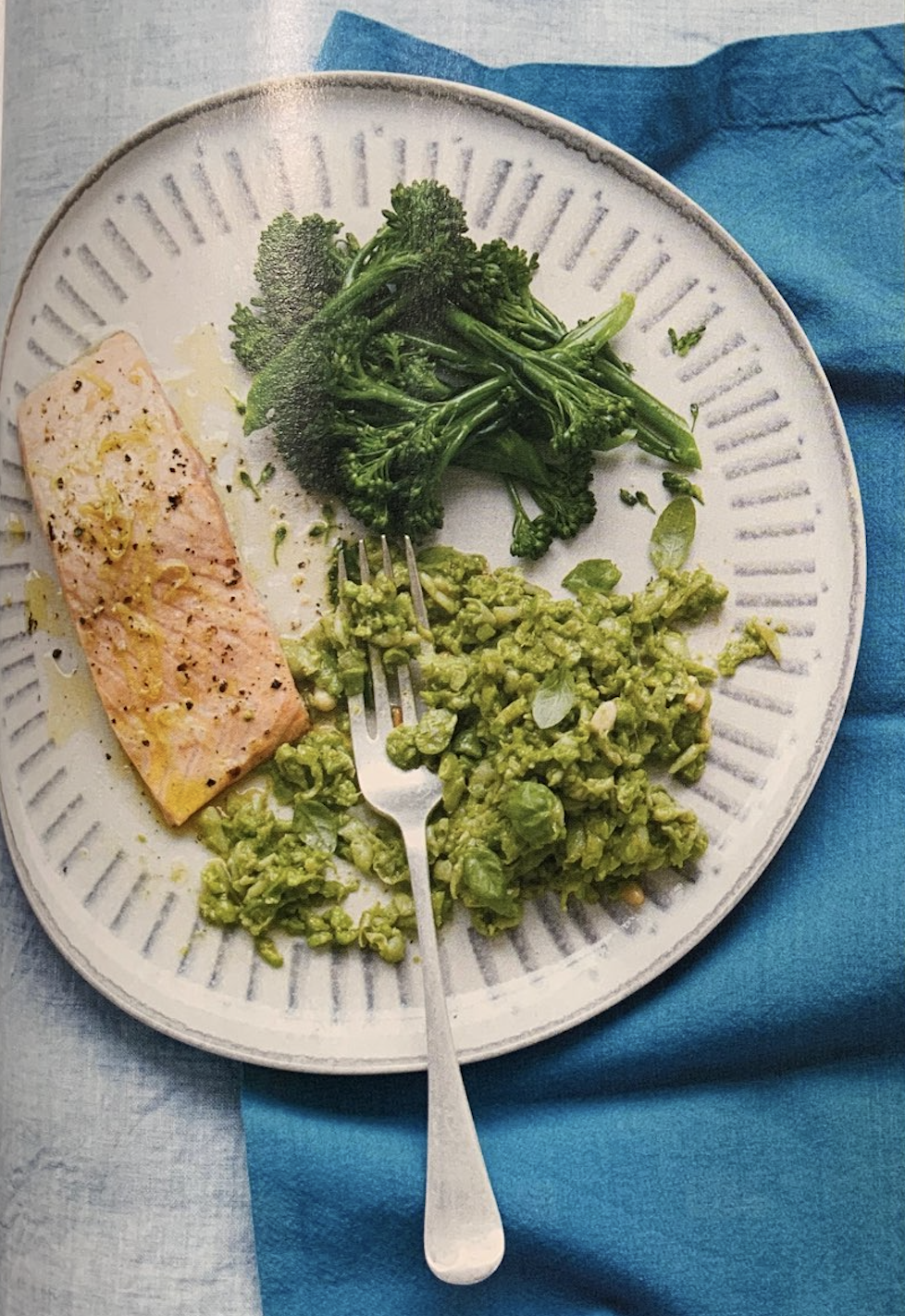 Grilled Salmon With Mashed Beans and Pesto