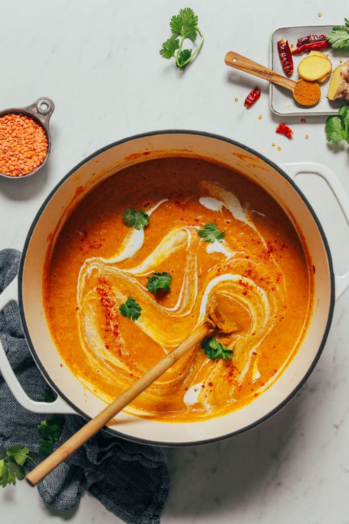 Creamy Curried Cauliflower Lentil Soup