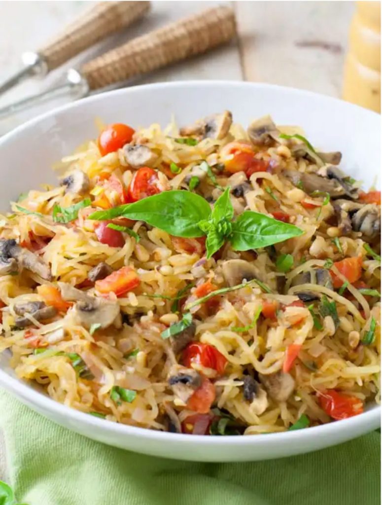 Tomato Mushroom Spaghetti Squash